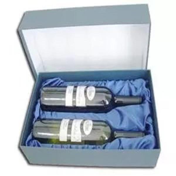 bespoke two bottle lid and base red wine box with foam luxury flocking blister wine gift box