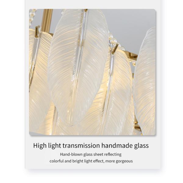 Modern Simple Pearl Feather Glass Chandelier Luxury Living Room Lamp Bedroom Dining Room White Chandelier(WHCY-253)