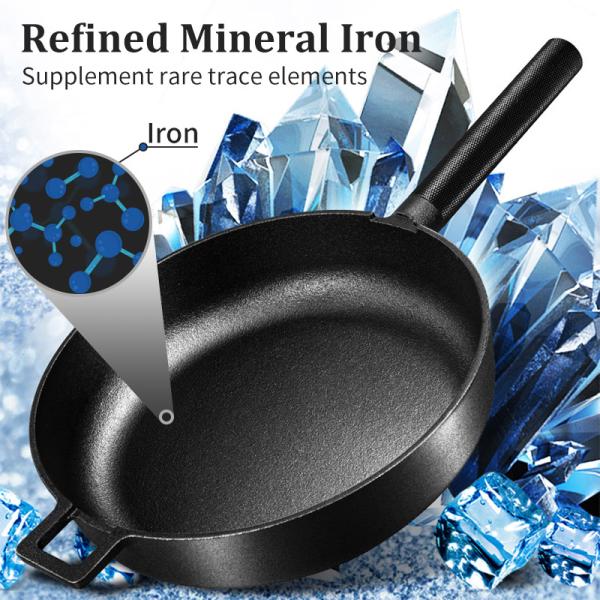 Oil Less Iron Cast Skillets 28 Inch Non Stick Frying Pan 3.5kg Toxic Less