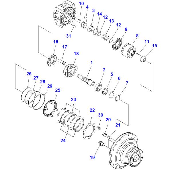 Hydraulic Komatsu Excavator Travel Motor Assembly 706-75-10402 For PC200-3
