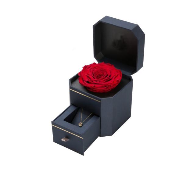 Necklace Packaging Rose Flower Gift Box with Drawer and Round Rigid Boxes Design