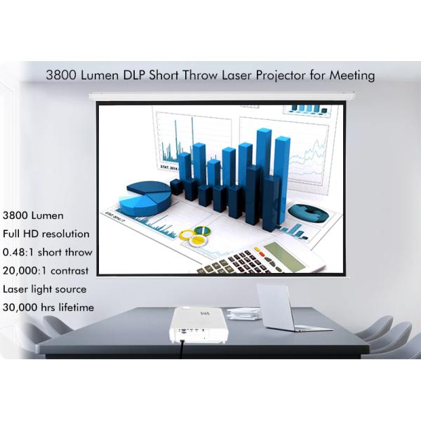3800 Lumen DLP Short Throw Laser Projector WUXGA Resolution for Classroom