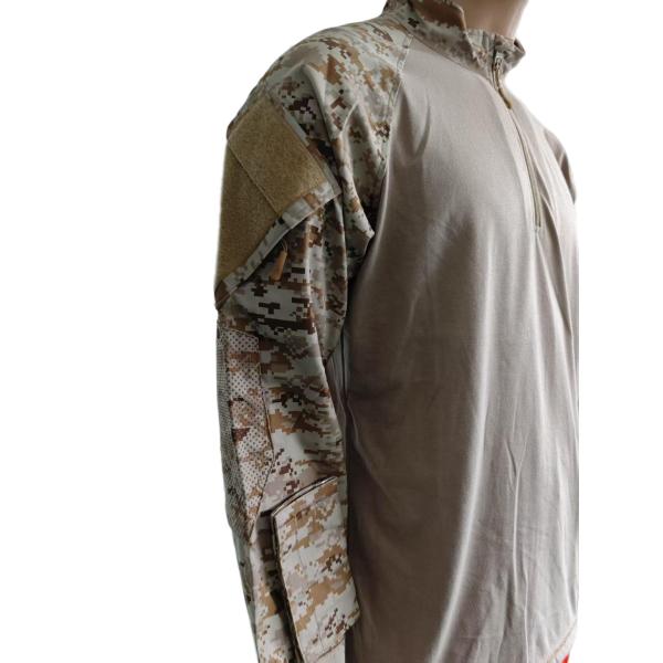 Tactical Camo Combat Shirt with Half Zip and Arm Pockets Breathable Comfortable Frog Tactical Training Suit