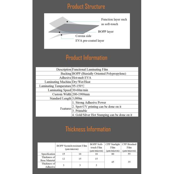 Transparent Starlight Sparkle No Adhesive CPP Thermal Paper Laminating Film for Packaging & Printing Industry