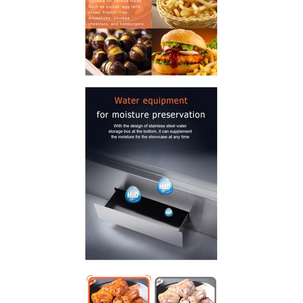 Commercial Kitchen Fried Chicken Food Display Warmer 1220*760*850mm Hot Food Showcase