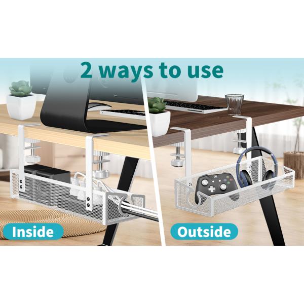 Under Desk No-Drill Cable Basket Metal Wire Cable Tray for Desk Cable Management