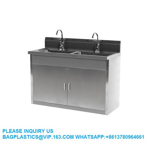 Lab Furniture Supplies Factory Customized Laboratory Steel Double Sink With Two Door Cabinets