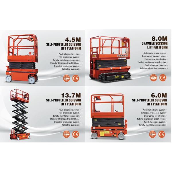 6m 8m 10m Self Propelled Electric Scissor Lift Aerial Working Platform 230kg Load
