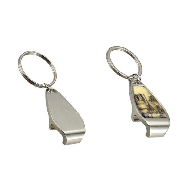 Epoxy Doming Metal Wine Bottle Opener Vintage Keychain Zinc Alloy