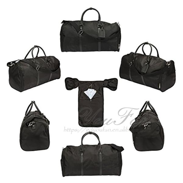 Black Convertible Travel Duffel Bags , Mens Suit Garment Travel Bag