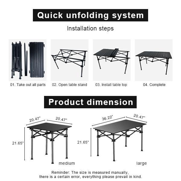 Small foldable camping table in use