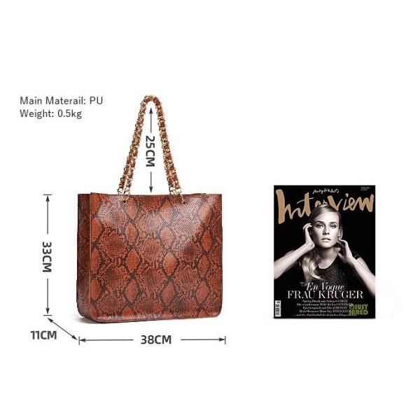 Extra Large Brown Serpentine Faux Crossbody Leather Tote Handbags