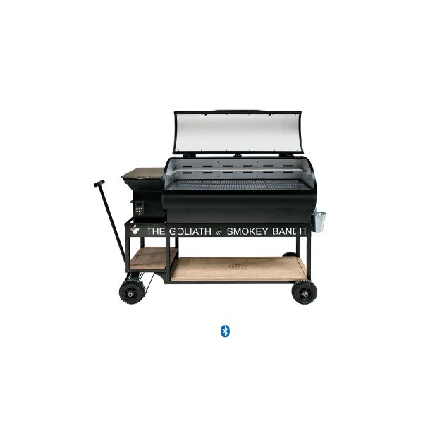Large Black Wood Pellet Barbecue Grills Steel Structure Restaurant Outdoor Use