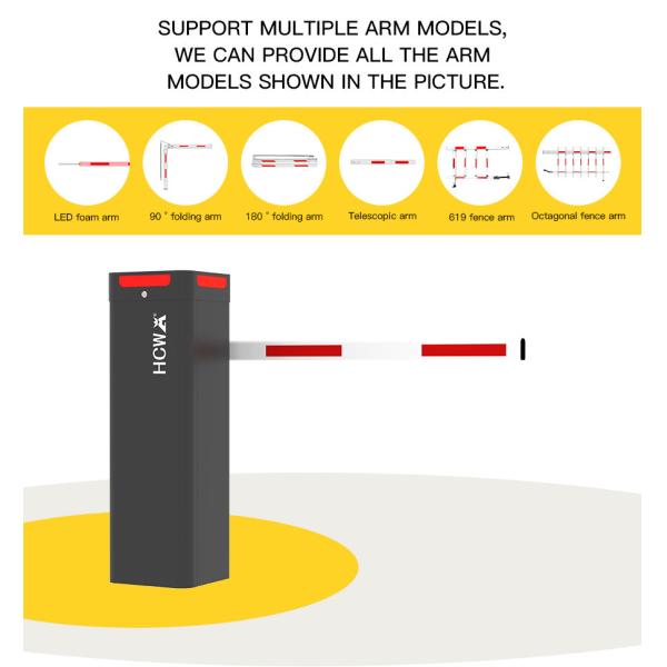 HCW Automatic Car Parking Garage Vehicle Barrier Gate With Servo Motor Fast Speed 1-6m Boom