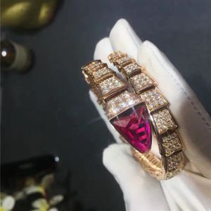 Luxury Jewelry Serpenti Bracelet BR856126 With Rubellite Head , Diamond Bangle