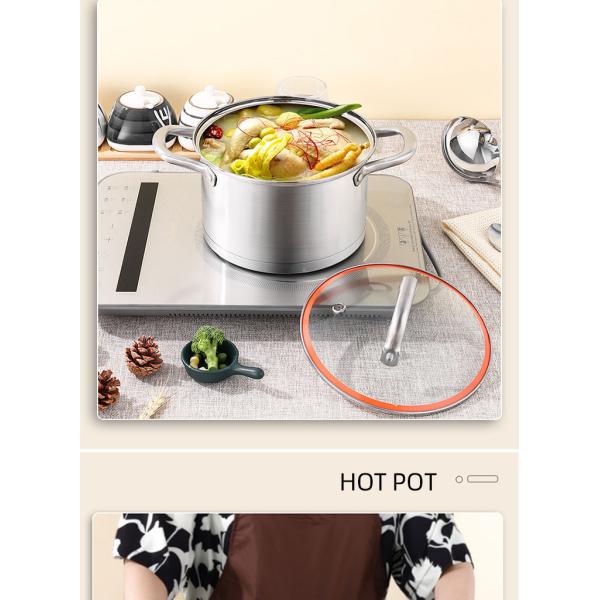 High Quality 3 Pieces Induction Cooking Pot Set Straight Pot Ollas 304 Stainless Steel Cookware Set With Glass Lid
