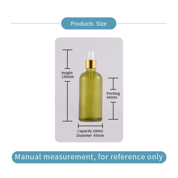 100ml Matte / Bright Light Green Glass Dropper Bottle With Dropper Cap
