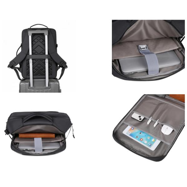 Customizable Logo Fashionable Anti-Theft Backpack 20-39L Capacity Waterproof Oxford RFID Lightweight for GPS USB