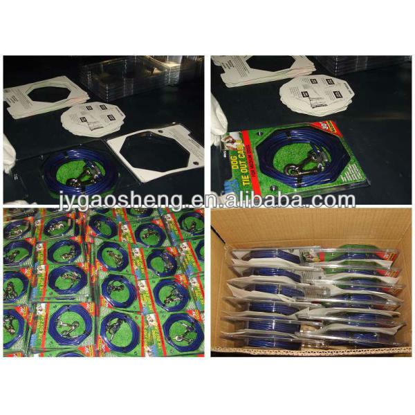 Pvc Heavy Duty Tie Out Cable Leash with Metal Durable Spring Double-ended Steel Glue Coating Wire Traction Rope for Dogs Outdoor