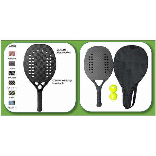 22mm Rocket Rackets Racchetta Padel For Outdoor Sport Carbon Texture Visible
