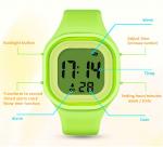 Square Plastic Case LCD Digital Sports Watch With Silicone Band Soft Touch