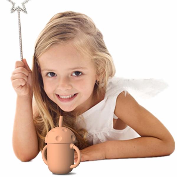 Portable Leakproof BPA Free Organic Bare Silicone Sippy Cup With Straw