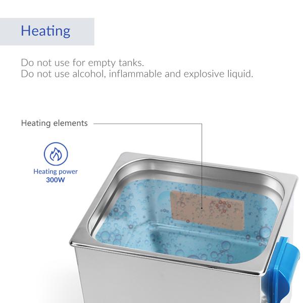 200W 10L Ultrasonic Food Cleaner Stainless Steel Jewelry For Small Metal Parts