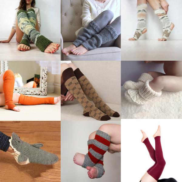 Y-Z Warm Fashion White Yoga Socks Knee High Knit Socks in Yoga Leg Warmers Toeless Socks