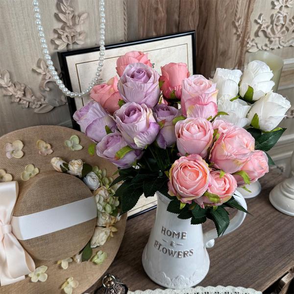 7-head Corolla simulation rose, fake flower bouquet, silk flower, artificial flower, wedding hall, high-end living room decoration ornament