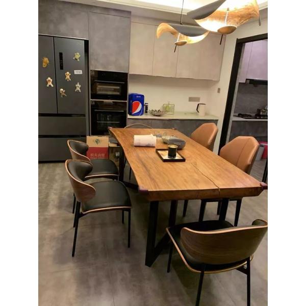 European Style Hotel Cafe Dining Chairs Leather Metal Legs Accent Chair