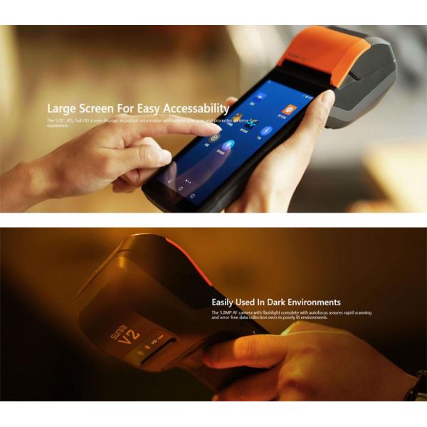 Android 4G WIFI Sunmi V2 Handheld Portable POS Terminal With Touch Screen