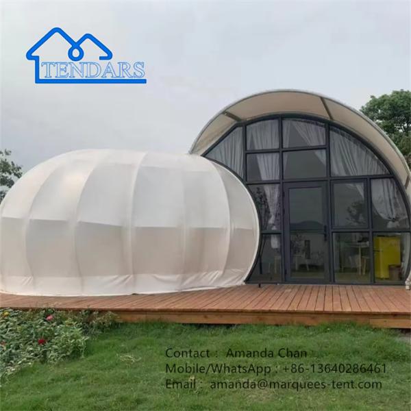 Luxurious PVDF Glamping Snail Shaped Resort Tent With Bathroom for hotel