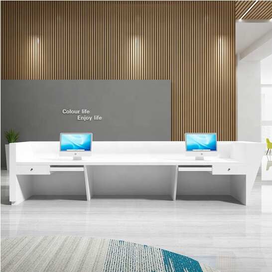Customized reception desk design fancy modern office reception counter front desk design