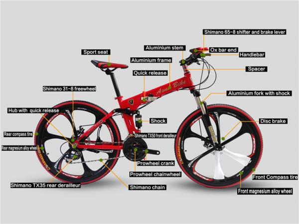 Made in China high grade 26" aluminium alloy folding mountain bicycle/bicicle MTB with magnesium one wheel