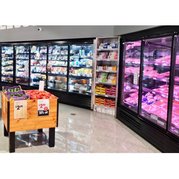 Supermarket Upright Glass Door Display Freezer Low Temperature