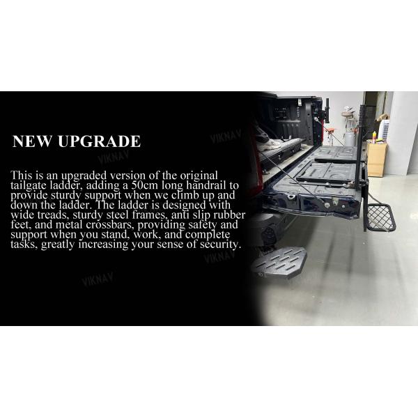 Viknav Foldable Pickup Truck Tailgate Ladder with Grab Handle Heavy Duty Universal Folding Tailgate