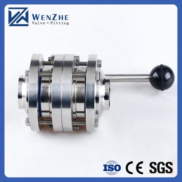 Heavy-Duty Manual Sanitary 304 316L Stainless Steel 3 Piece Flange Clamp Butterfly Valve