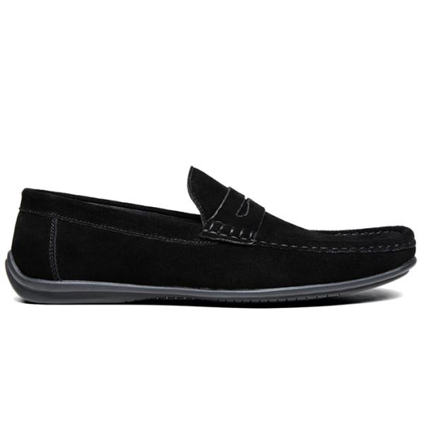 Summer Suede Loafers Mens Leather Moccasins Shoes , Mens Black Slip On Dress Shoes