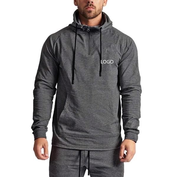 100% Cotton Black Sports Team Hoodies Embroidered Winter Men'S Gym Wear Hoodies