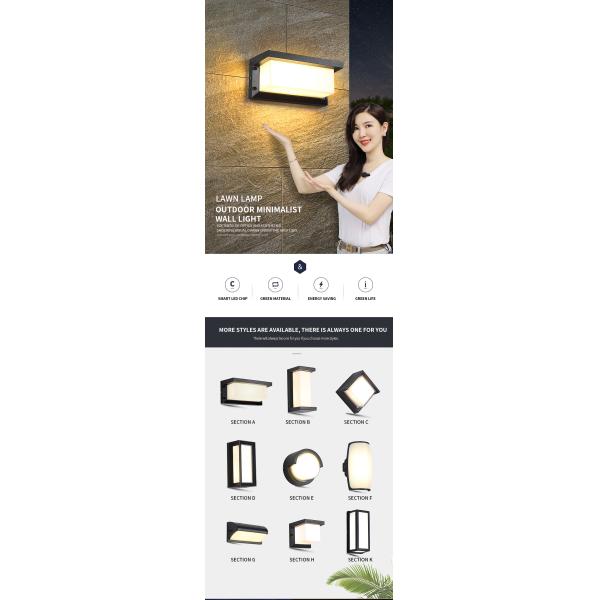 Wall Lamp 16*16*10cm Ac85-265v Sand Black 3000k/6000k Aluminum + Acrylic