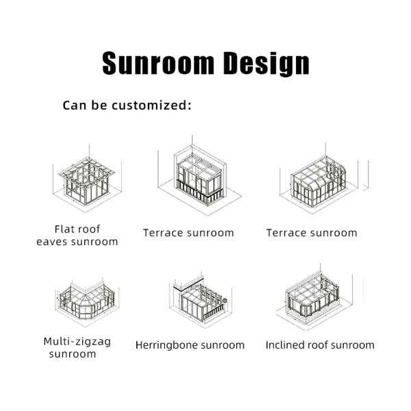 Waterproof Free Standing Sunroom For Winter Garden Aluminum Frame Tempered Glass