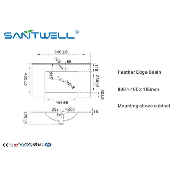 Smoothly White Countertop Sink / Cabinet Ceramic Basin Sink AB8003-80 Bathroom Sink Basins