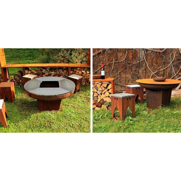 Goanna Base Corten Steel BBQ Grill Fire Pit And Grill Ring Cooking