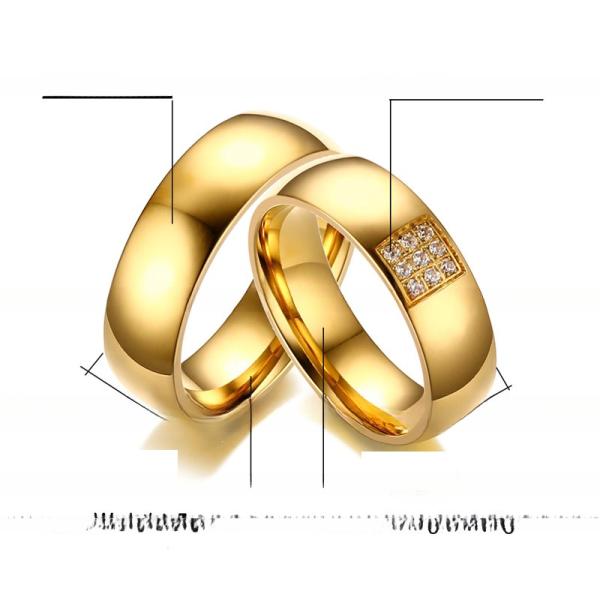 18K Gold Cz Stainless Steel Rings Third Party Appraisal For Womens Mens Wedding