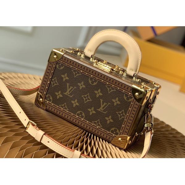 M45673 Printing Box Shape VALISETTE TRESOR Handbag With Lock Red Lining Bag