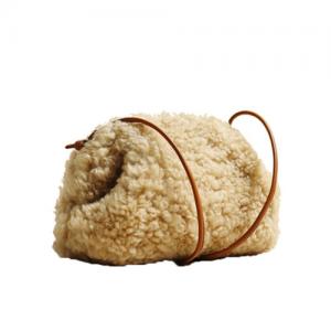 Quality Lambswool Ladies Clutch Bags 21cm 13cm Mini Cloud Bag wholesale