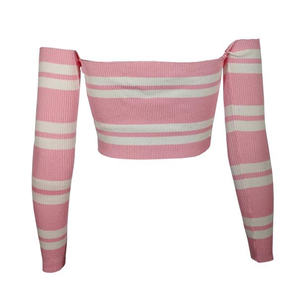 One Word Shoulder Women Crop Top Long Sleeve T Shirt