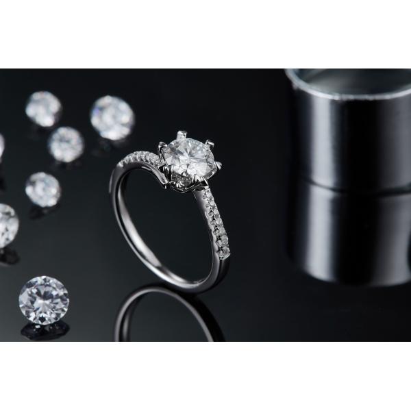 925 Sterling Silver Jewelry Diamond Moissanite Engagement Rings Round Shaped Dainty Band Ring