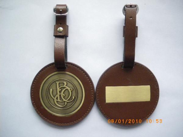 Cheap Round brown PVC Personalised Bag Tags match your pantone chart for sale