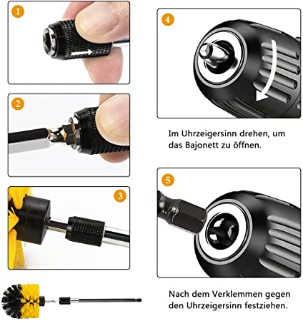 5 Pcs Drill Cleaning Brush Cordless Screwdriver Accessories For Car, Rims, Tiles